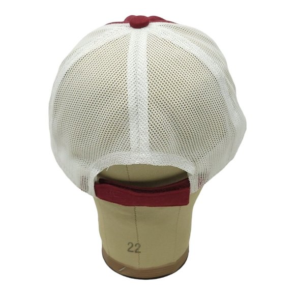 Farm Bureau Insurance Mesh Strapback Logo Cap Trucker Baseball Hat Maroon White - Picture 4 of 12